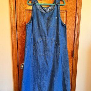 G.S. Denims Women's Size L Blue Sleeveless Denim Jumper Dress Vintage